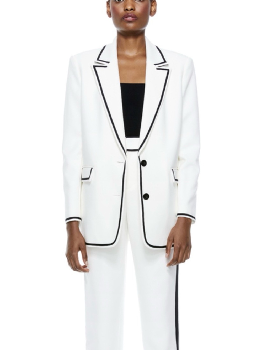 Alice + Olivia White Blazer with Black Trim size 14